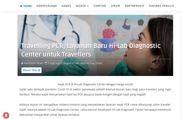 Travelling PCR, Layanan Baru Hi-Lab Diagnostic Center untuk Travellers