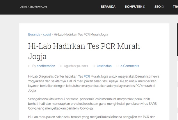 Hi-Lab Hadirkan Tes PCR Murah Jogja